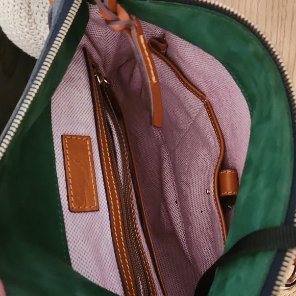 AUTHENTIC DOONEY AND BOURKE NAVY TAN PEBBLE LEATHER HANDBAG - Picture 3 of 9